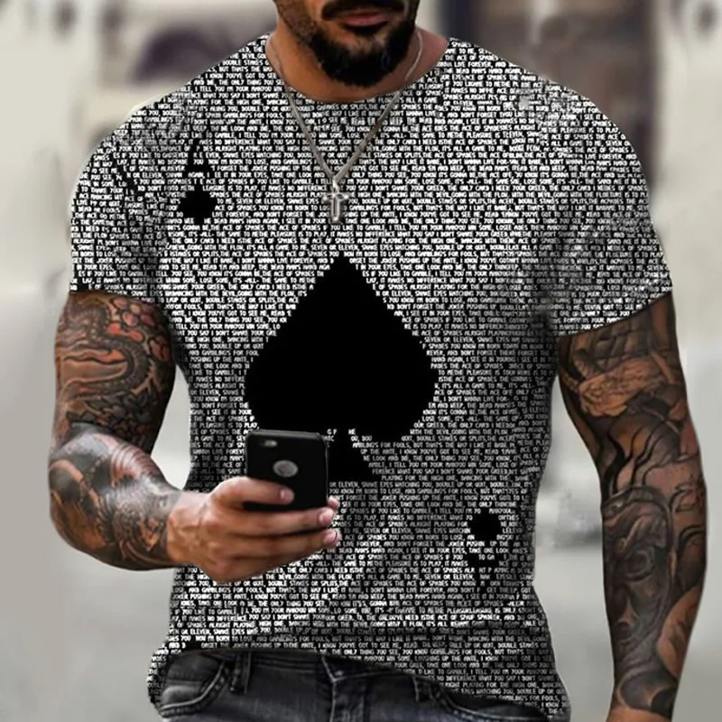 

2021 Summer Street Fashion Graffiti Men's Spades a Couples 3d Creative Character Casual Shirt Plus Size Short-sleeved T-shirt