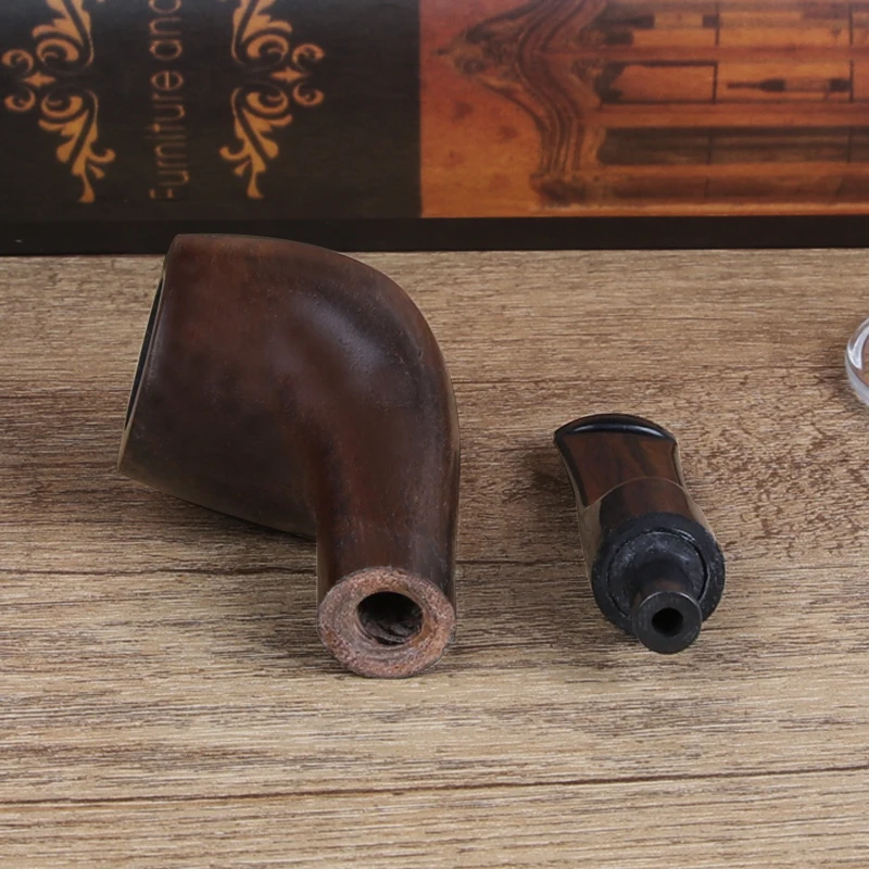 Классическая прямая курительная трубка из черного дерева твердая деревянная