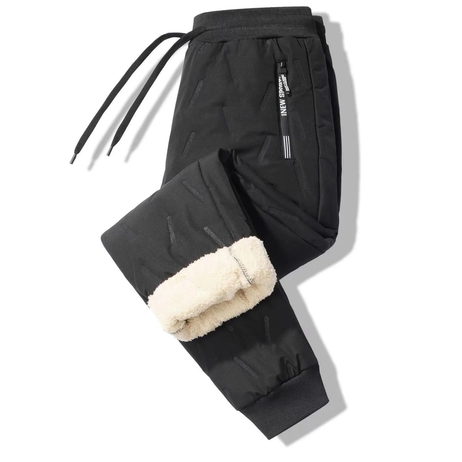 

Men's winter pants plus fleece thick warm pants waterproof windproof warm sports pants a winter elastic waist plus size 7XL