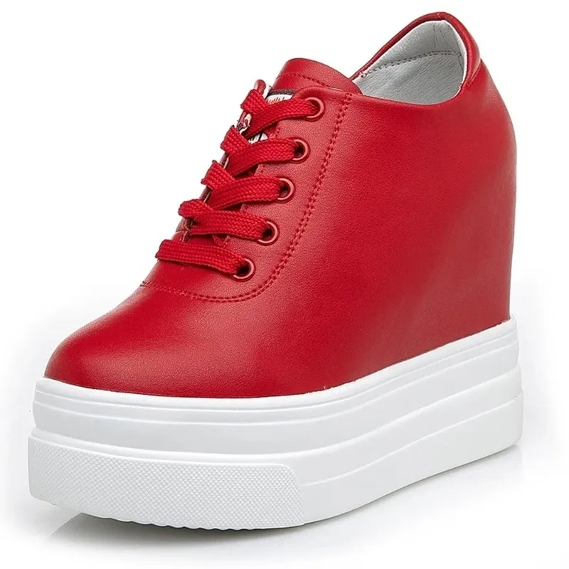 

Genuine Leather Increased Women's Shoes 11cm Fashion Classic Casual Shoes Original Korean Version Heels Autumn Sneakers Women