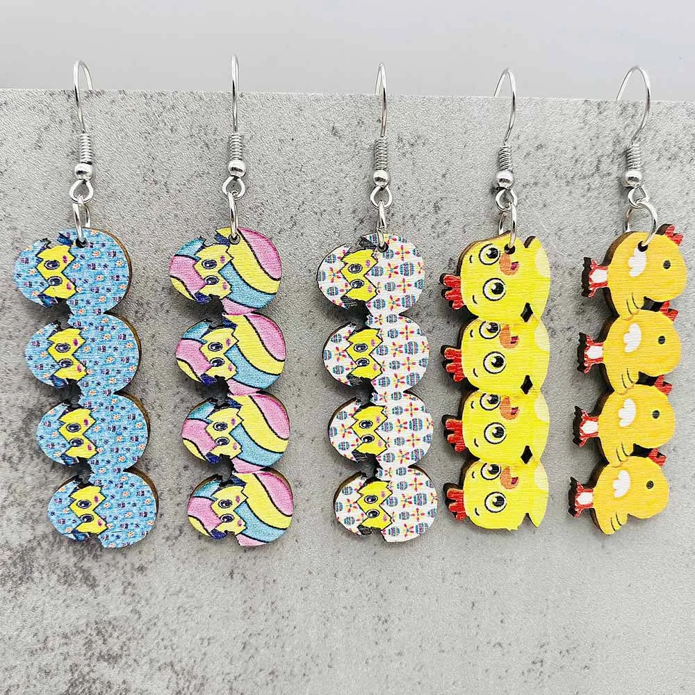 Новые Пасхальные деревянные висячие серьги в виде кролика для женщин красочные