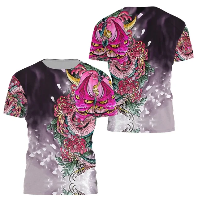 Мужская модная японская тату-культура узор короткий рукав Повседневная Удобная
