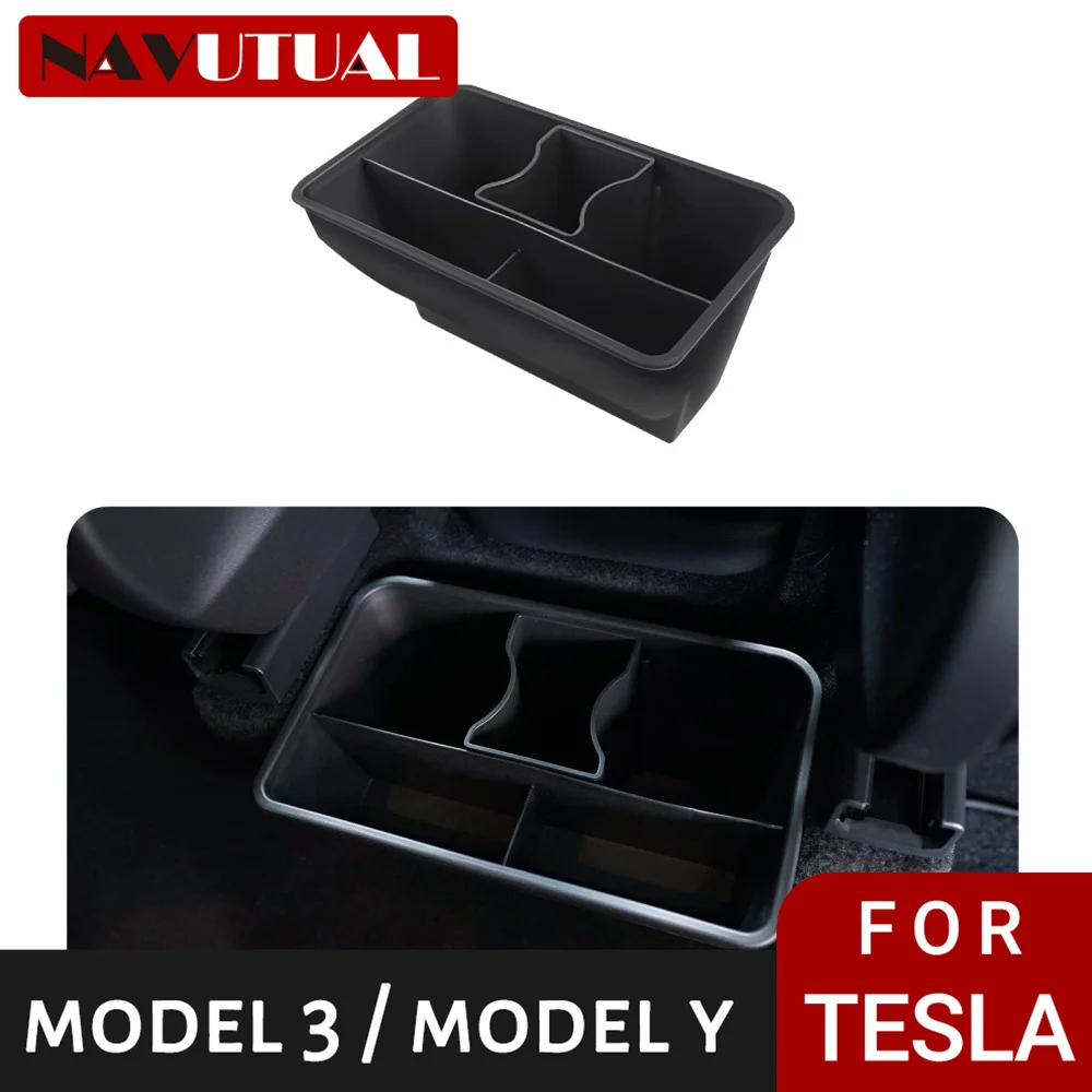 

2nd Row Center Console Organizer for Tesla Model Y 2020-2023, Under Rear Air Outlet Storage Box Tray, Backseat Bin Container