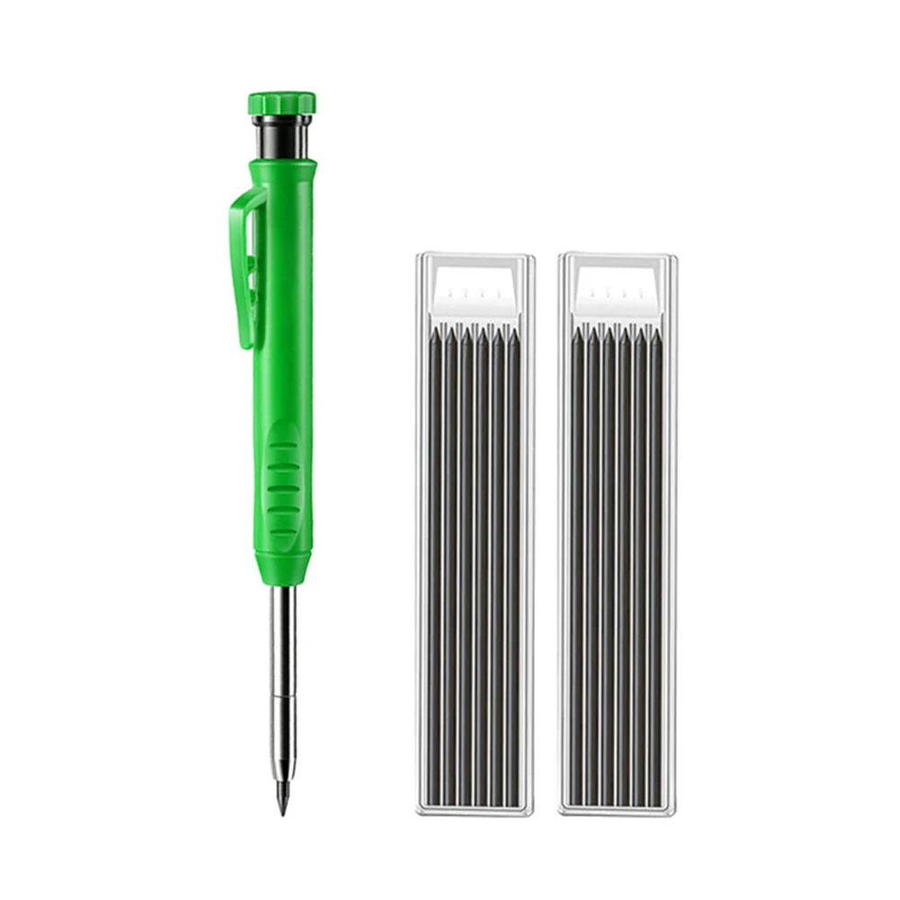 

Solid Carpenter Pencil Set Built-in Sharpener With Refill Leads Mechanical Pencil Marking Deep Hole Marker Architect Woodworking