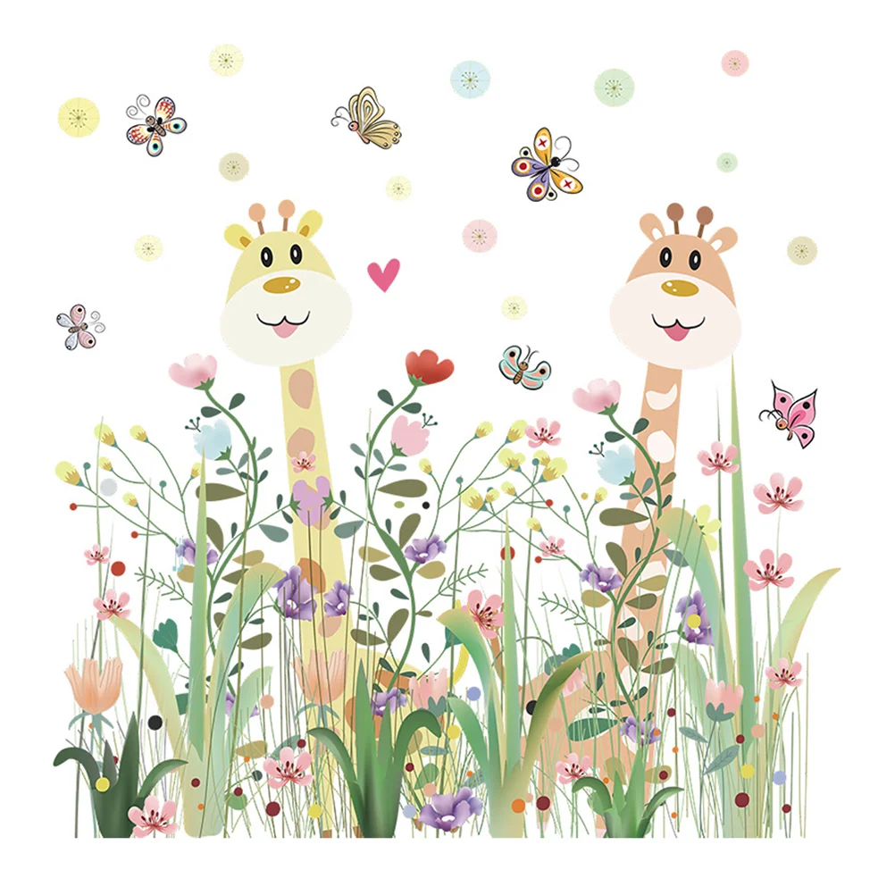 

Wall Decal Sticker Giraffe Kids Nursery Decalsstickers Bedroom Cartoon Flower Decorative Decor Room Girlsplants Decoration