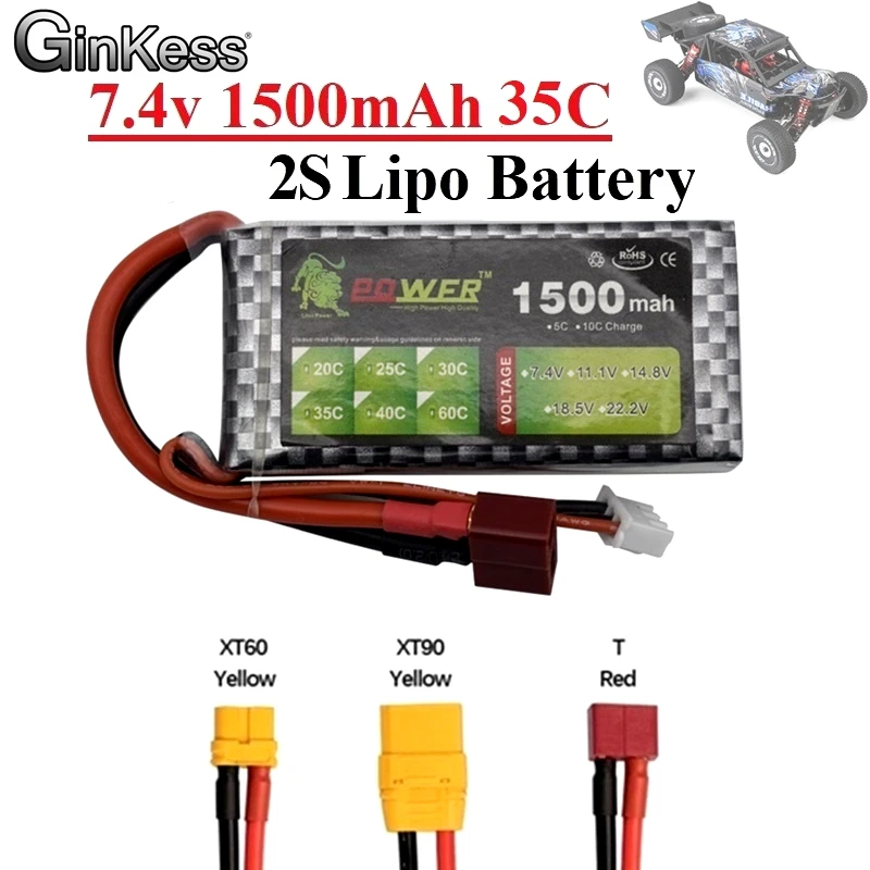 

Литий-полимерный аккумулятор для радиоуправляемых игрушек, вертолетов, автомобилей, лодок, дронов, 7,4 В, 1500 мАч, максимальная мощность 35C 2S, п...