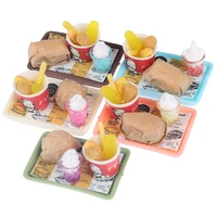 1set 112 dollhouse hamburger coke cup chips fast food for doll house kitchen play accessories toys randomly sent