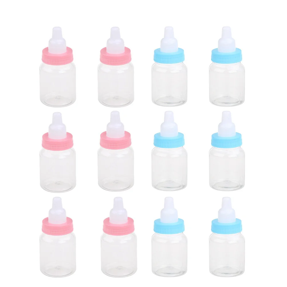 

12pcs Feeding Bottle Candy Box Bottles Transparent Gift Container Birthday Party Supplies for Decor Snacks Favor ( Blue )