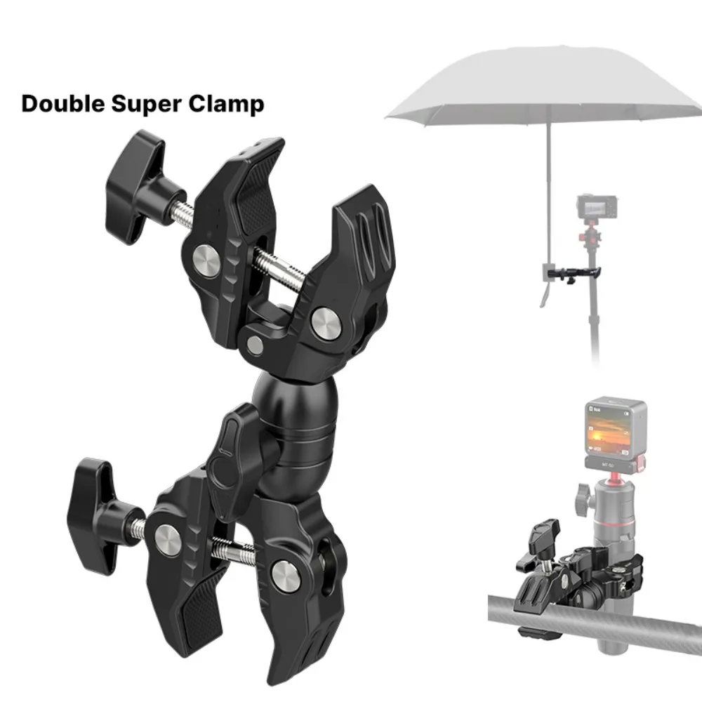 

Двойной металлический супер-зажим, шарнирный волшебный зажим для руки, супер-зажим с двойной головкой на 360 ° для зонта, монитора, планшетов