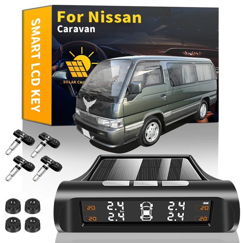 

Smart Car TPMS Tire Pressure Monitoring Systems Solar Power Digital LCD Display Security Alarm Tire Sensor For Nissan Caravan