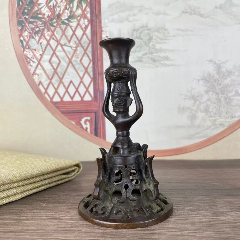 Антикварная имитация бронзы Sanxingdui Dingzun фигурка на коленях настольное украшение