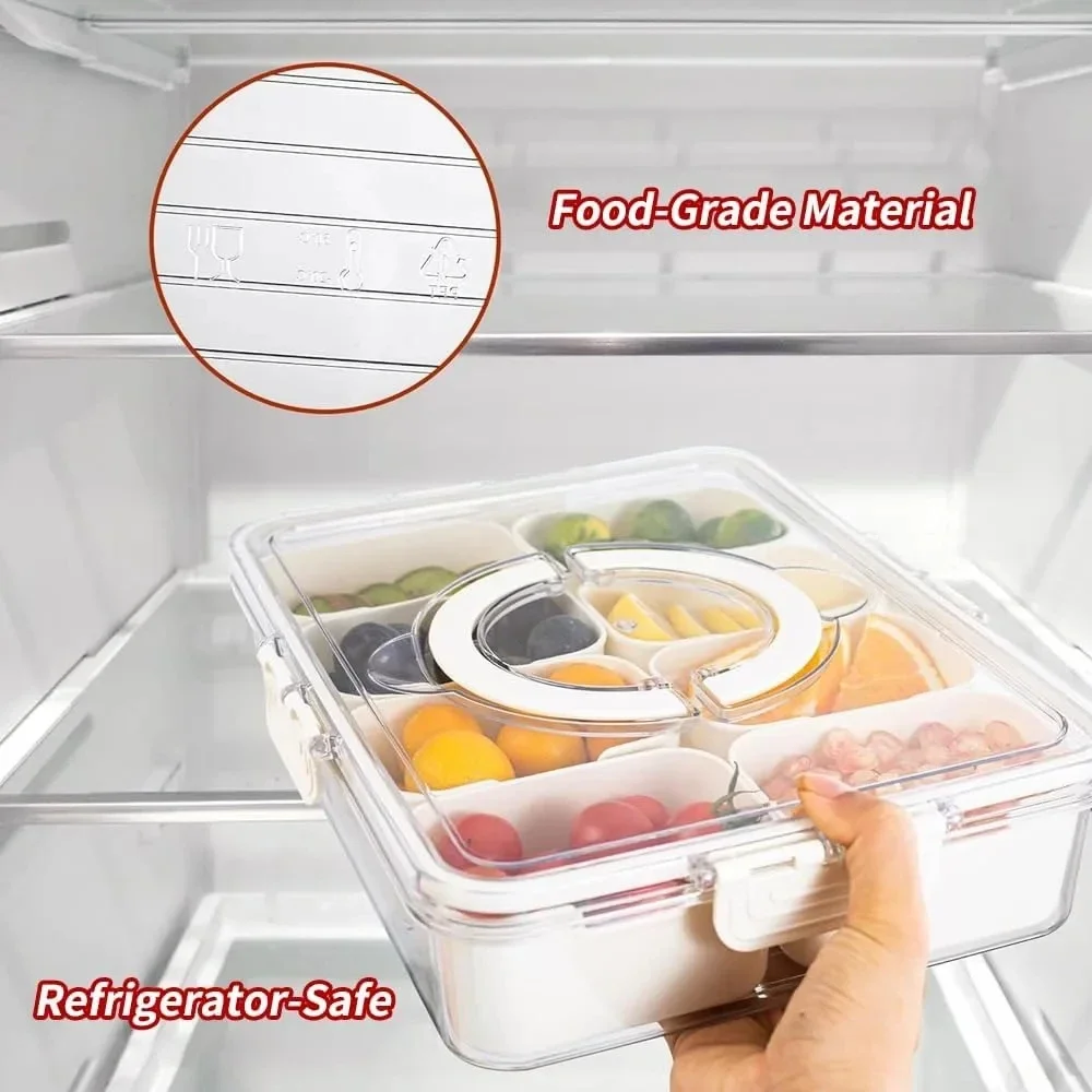 Фото Контейнер для хранения продуктов yes1pc с крышкой, 8 секций, с ручкой, включает маленькие съемные контейнеры для фруктов и закусок №2