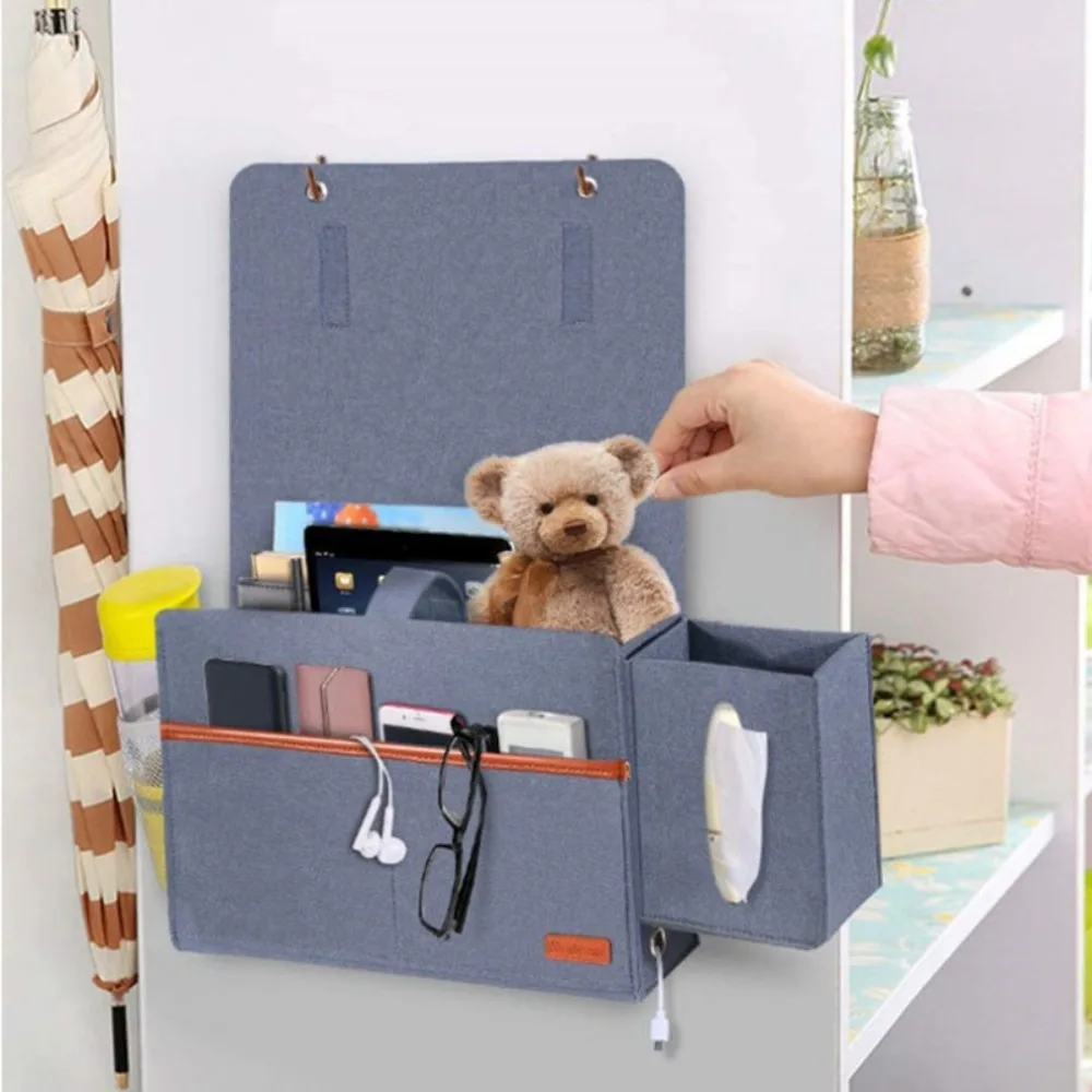 

Home Hanging Couch Storage Bed Holder Pockets Remote Control Felt Bedside Storage Organizer Sofa Side Bedside Bag