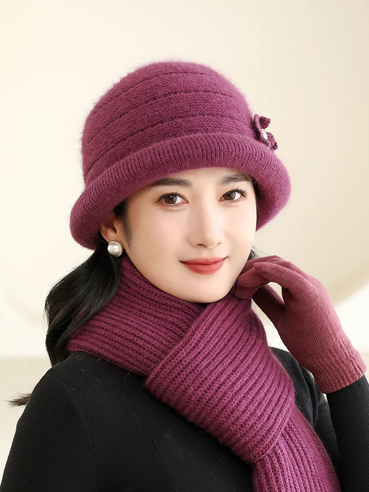 Шапка бабушка зимняя теплая шапка из кроличьего меха для женщин среднего и