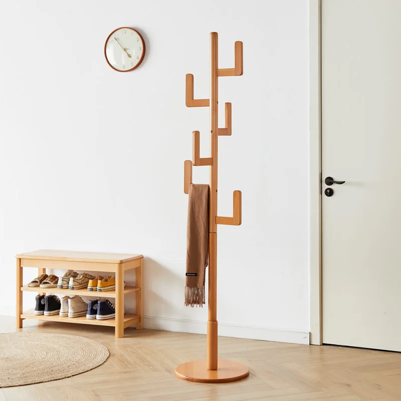 

Entry Standing Coat Rack Bag Rack Solid Wood Coat Rack Cactus Floor Bedroom Clothes Rack Home Living Room Single Rod