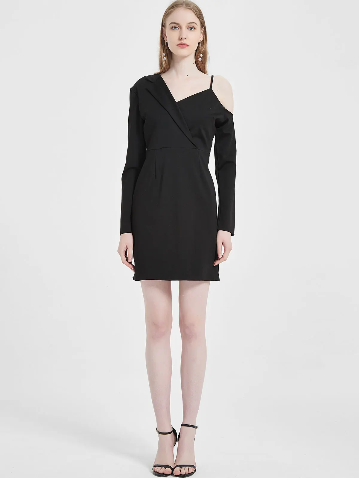 

Skew Neck Bodycon Blazer Dresses One Shoulder Long Sleeves Vestido For Women Fall,Spring Cocktail & Party,Office Work Sexy Wear