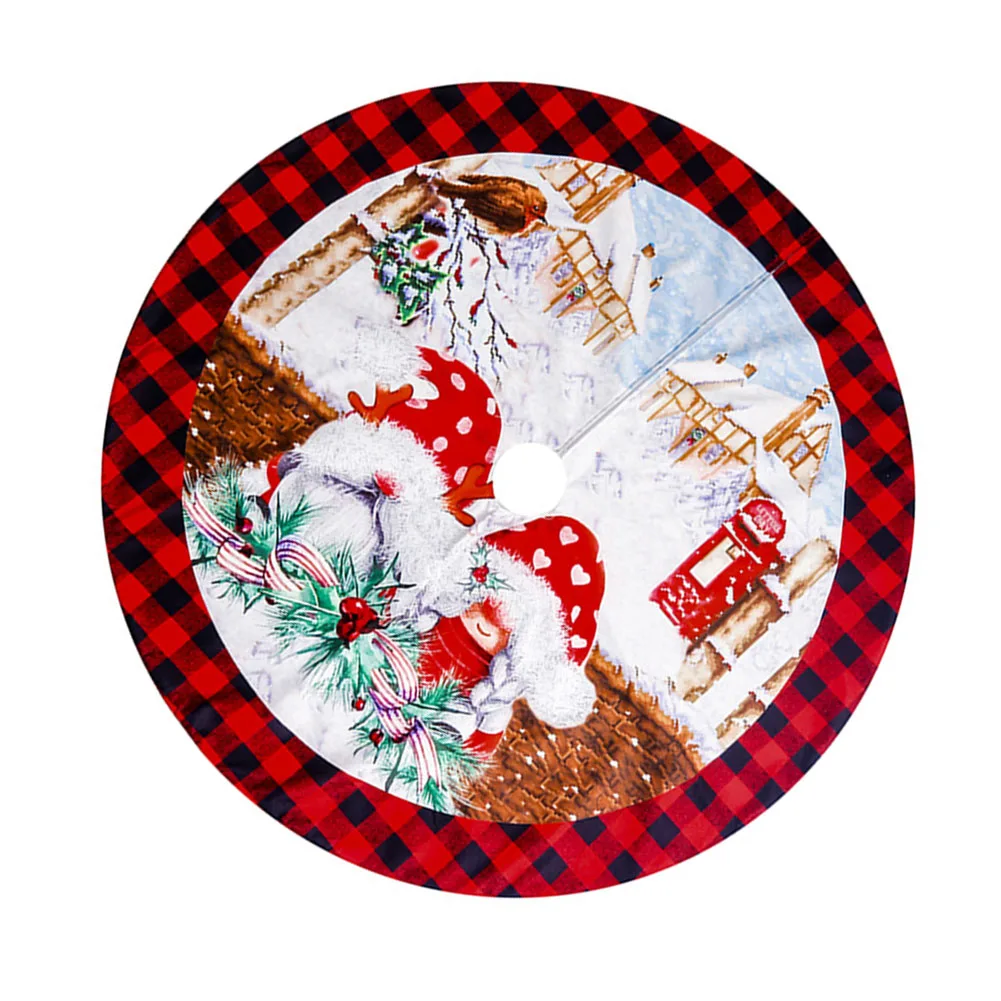 

Decorations Christmas Tree Skirt None Holiday Spirit Home Decorations Plaid Red And Black Simply Hand 120*120cm