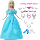Модное Смешанное платье для свадебной вечеринки с 24 шт. ожерелья короны Обувь Аксессуары Одежда для куклы Барби Маленькая девочка игрушки для творчества