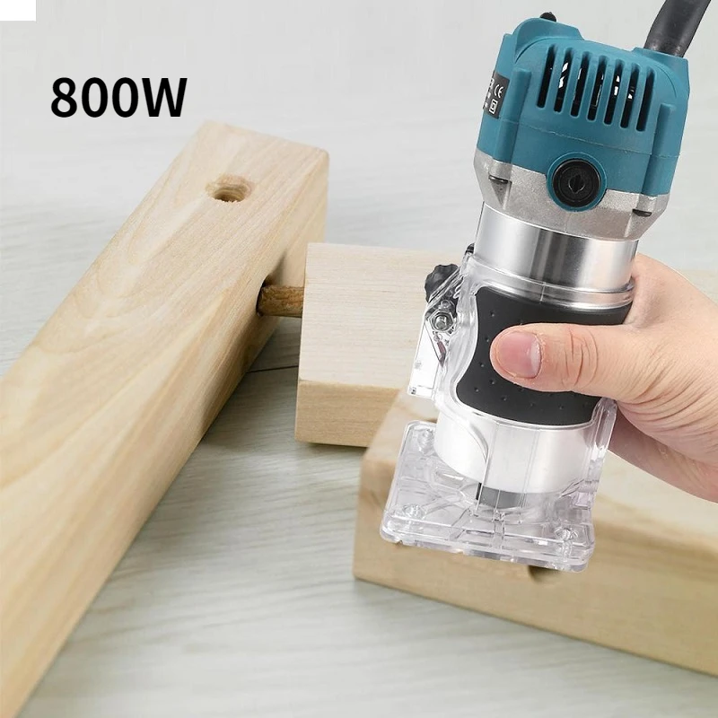 

220V 800W Woodworking Electric Trimmer 6.35mm Wood Milling Engraving Slotting Trimming Machine Hand Carving Router