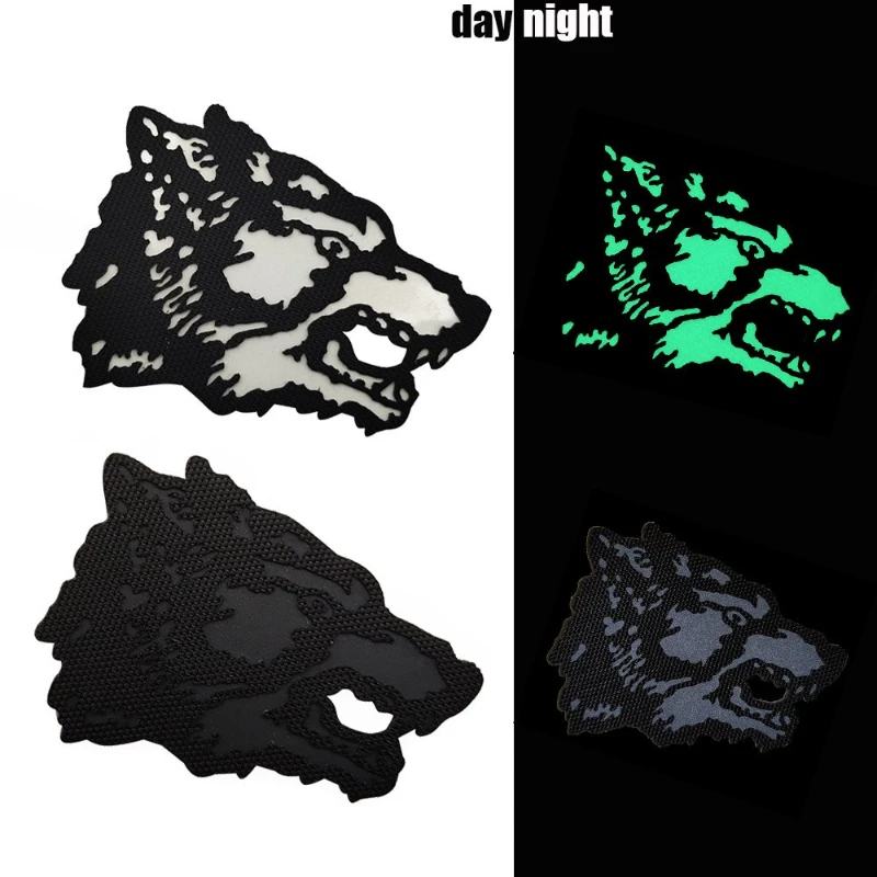 

Luminous Wolf Patches Hook and Loop Patch Morale Badge Tactical Armband Animal Sticker IR Reflective DIY Backpack Accessories