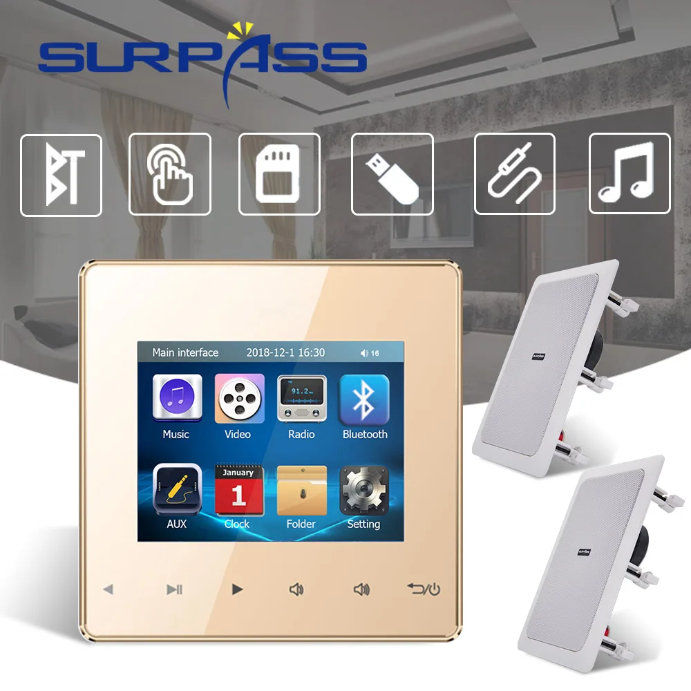 Настенный Hi-Fi стереоусилитель с сенсорной кнопкой 2 8 дюйма | Электроника