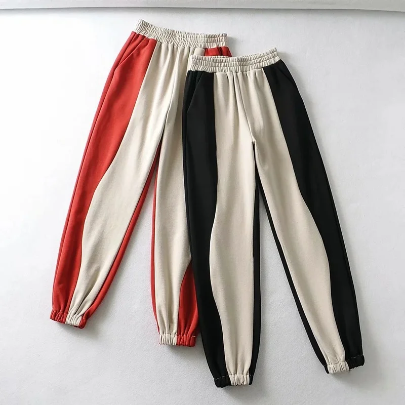 

Loose Sports Pants Ins Bloggers Street Patted Sweatpants Female New Spring Stitching Hit Color Women's Harem Pant Street Hipster