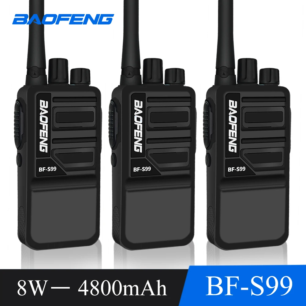 3PCS 8W UHF Radio Baofeng BF-S99 Portable Two Way Radio 16 Channels 4800mAh Li-ion Battery Frequency 400-470MHz High Power Radio