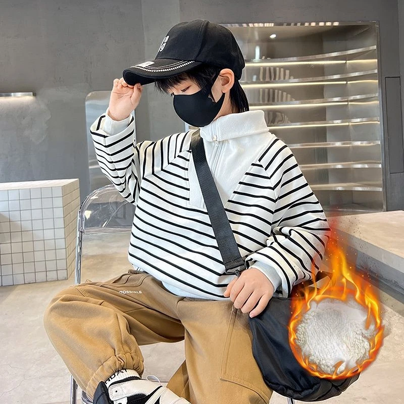 

Newborn Baby Boys Spring Autumn Winter Hoodies Cotton Toddler Children Pullover Striped Casual Tops Baby Clothes 4-14 Years A94