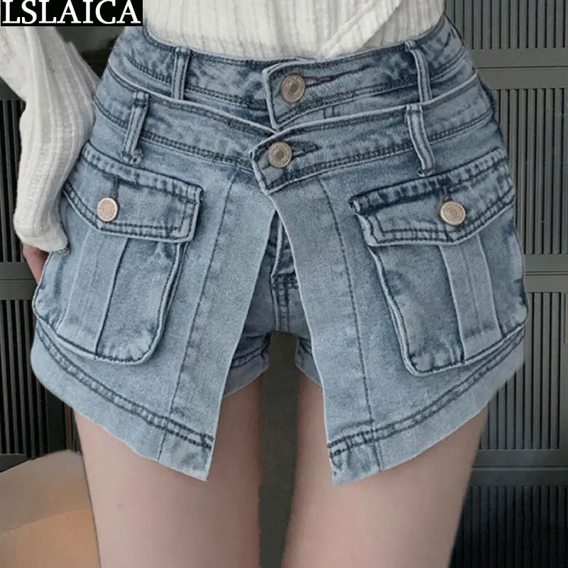 

Fashion Patchwork Jeans Irregular Summer Casual Women Shorts Jeans High Waist Denim Short Pants Chic Pantalones Vaqueros Mujer