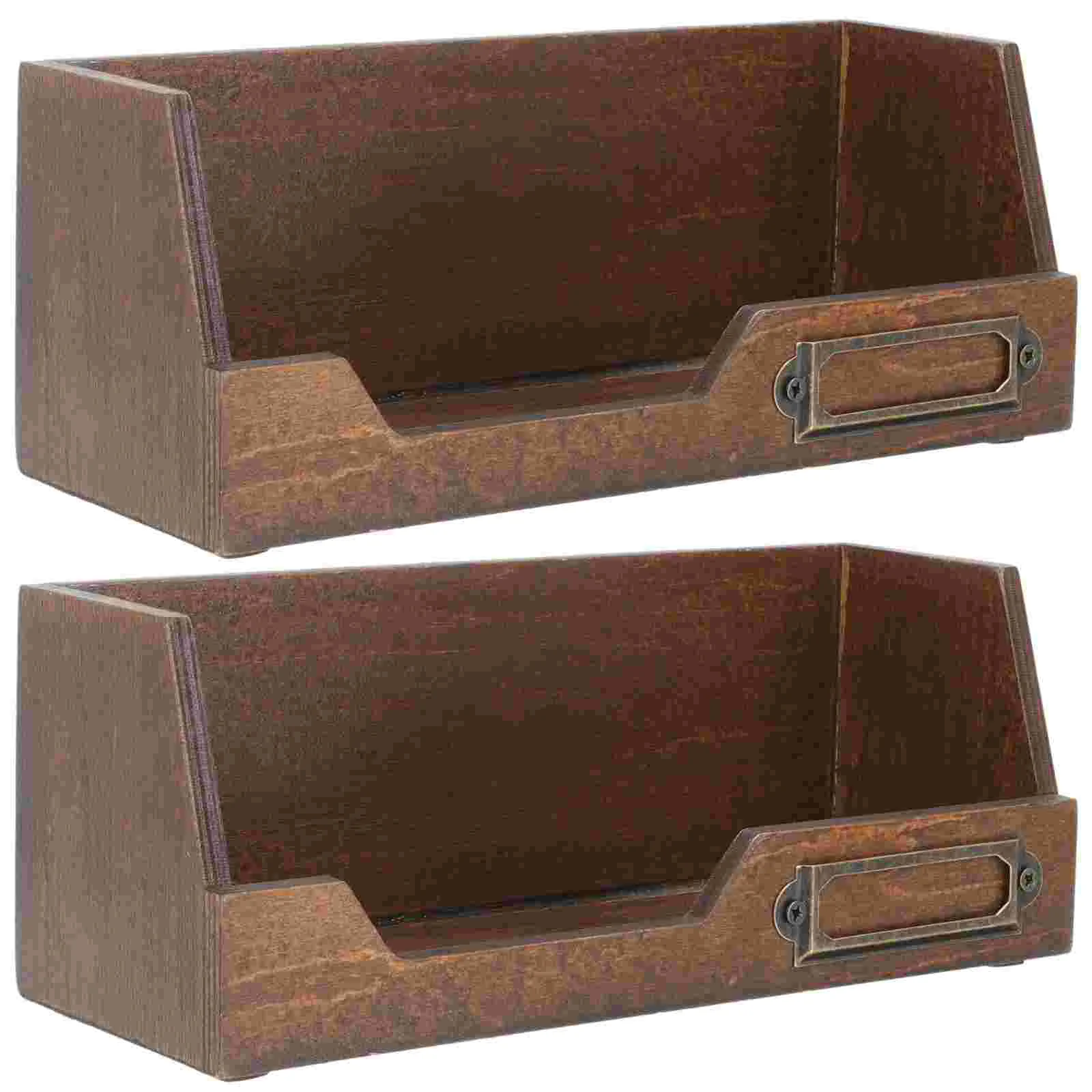 

2pcs Lidless Desk Organizers Wood Jewelry Boxes