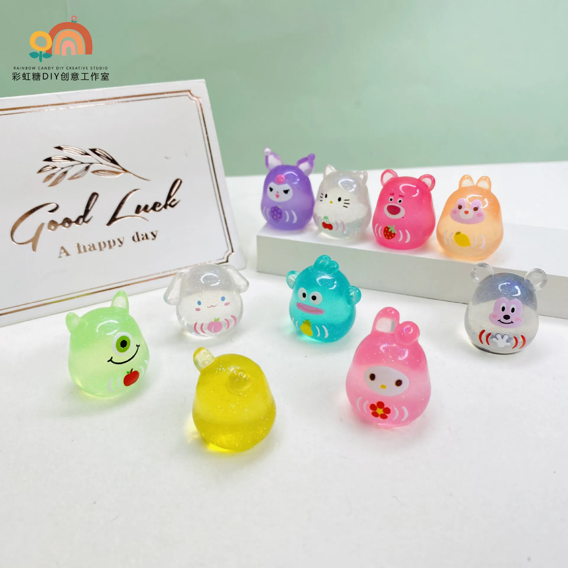 

2PCS Mini Cute Shimmering And Translucent 3D Animal Diy Phone Case Ornament Accessory Creative Children's Gift