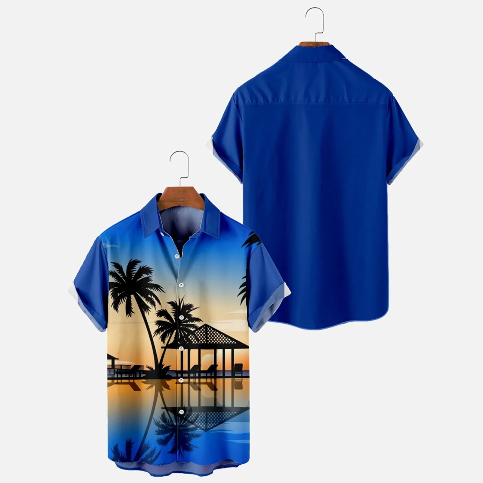 

Футболка мужская с принтом s, гавайская пляжная Легкая рубашка с коротким рукавом, на пуговицах, комплект