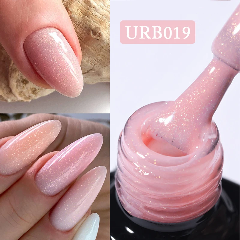 UR SUGAR 7ml Glass Bottle Gold Glitter Rubber Base Gel Nail Polish Milky White Pink Semi Permanent Soak Off UV LED Gel Varnish