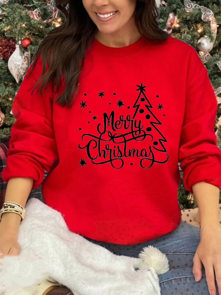 

Snowflake Trend 90s Clothes Merry Christmas Women Fashion Clothing Festival Pullover Cartoon Female Red Graphic Sweatshirts