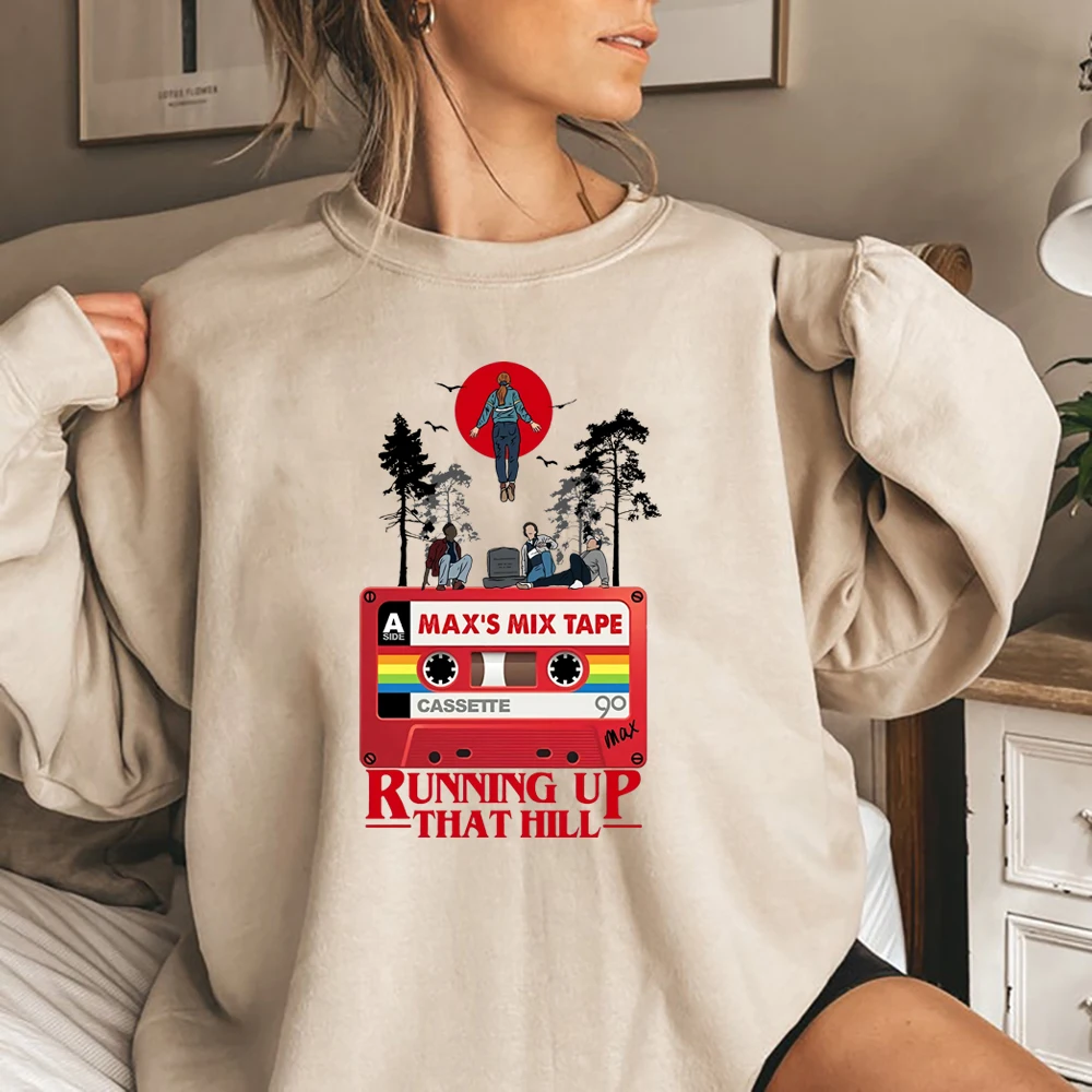 

Stranger Things 4 Sweatshirt Running Up That Hill Max Mayfield Pullover Retro Eddie Muson Stranger Things Crewneck Sweatshirts