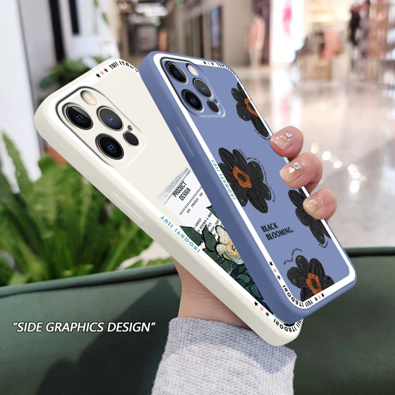 

Liquid Rope Cover Flower Luxury Scene Art Phone Case For Apple iPhone 14 13 12 Mini 11 XS Pro Max X XR 8 7 SE 2020 Funda