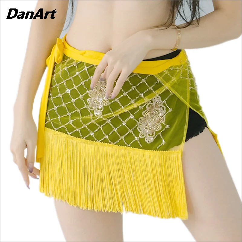 Юбка-шарф для танца живота женская элегантная юбка с вышивкой бисером и