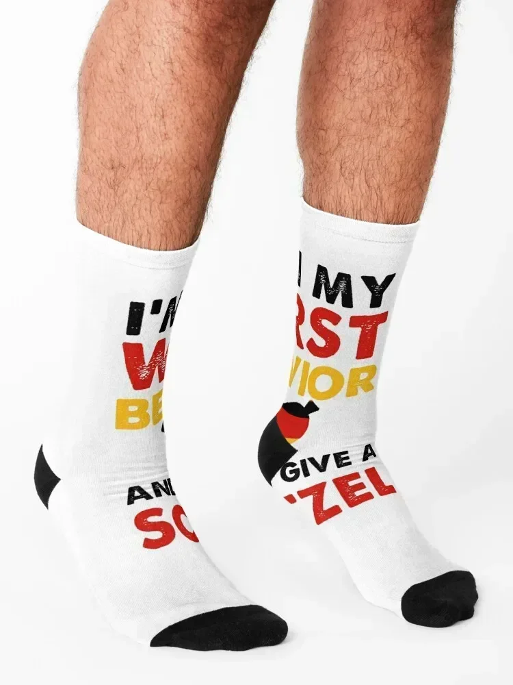 I'm On My Wurst Behavior I Dont Give A Schnitzel Октоберфест Носки хоккейные теплые зимние