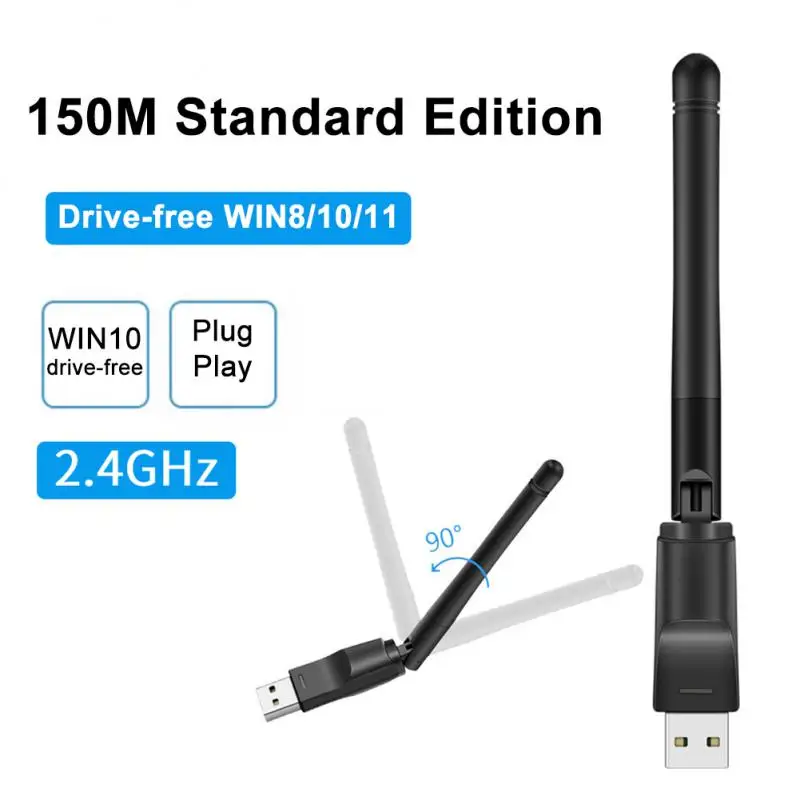 

USB WiFi Adapter 150Mbps 2.4GHz Antenna USB 802.11n/g/b Ethernet Wi-Fi Dongle USB LAN Wireless Network Card PC WiFi Receiver