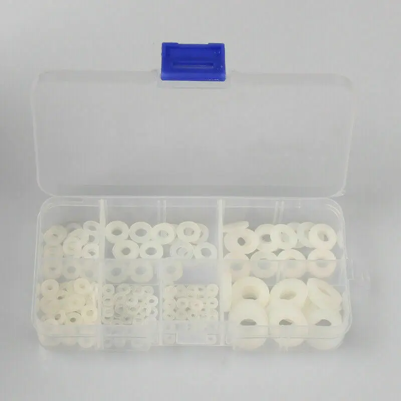 

New Arrival 250 PCS White Nylon Flat Washer Assortment Kit M2 M2.5 M3 M4 M5 M6 M8 Screw / Bolt Durable And Practical