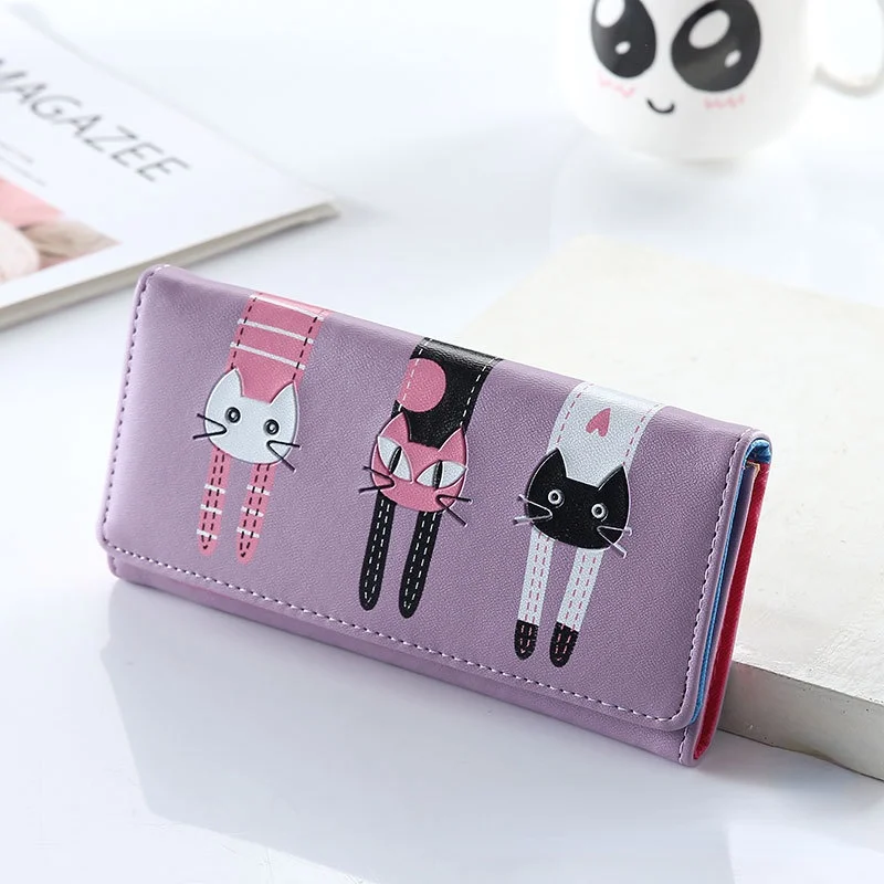 

New Japan and South Korea Cute Cartoon Three Cat Clutch Bag Lady Long Wallet Student Coin Purse Creative Girl Clutch Card Bag
