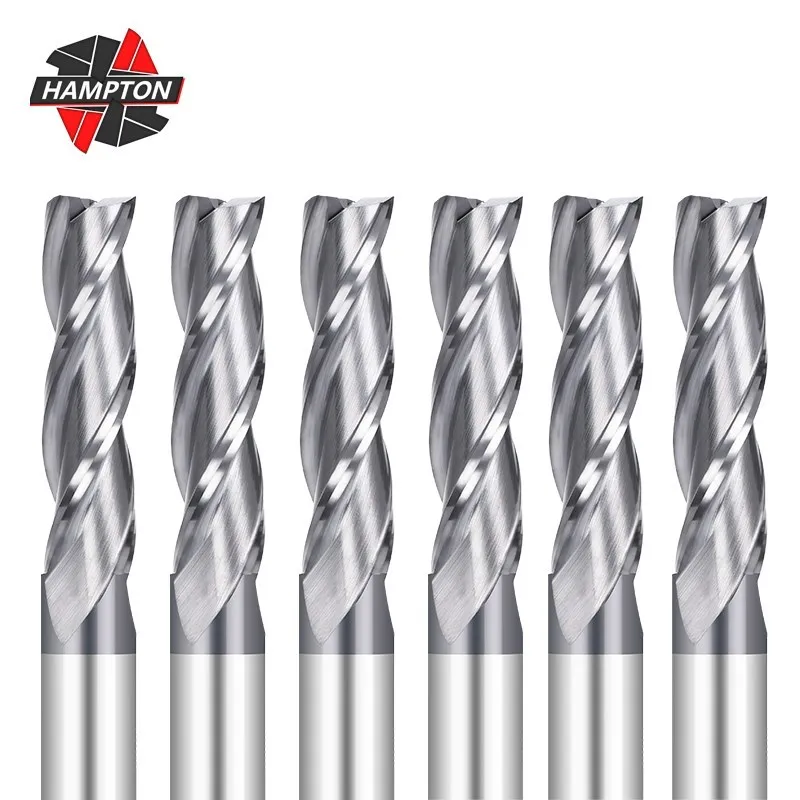 HAMPTON 3 Flute Milling Cutter 1/2 Shank Carbide End Mill Special for Woodworking CNC Router Bit 2 inch Cutting Length