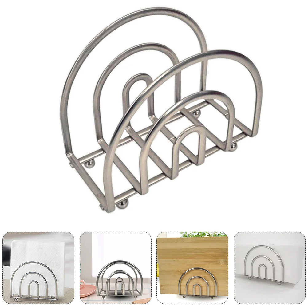 

1Pc Kitchen Napkin Holder Iron Tissue Shelf Table Paper Storage Rack Silver