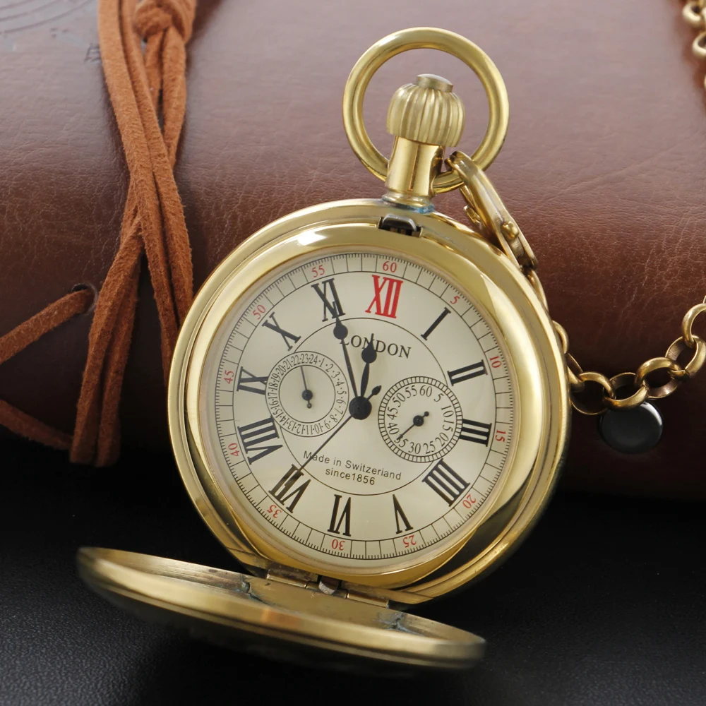 1882 Text Carving Old Hand Gentleman Mechanical Pocket Watch Retro Men's Necklace Pendant Clock Women's Jewelry Gift