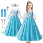 Платье принцессы Эльзы, платье Анны, костюм, одежда для девочек, детское платье Снежной Королевы для косплея, детвечерние вечеринка в честь Дня Рождения, Рапунцель