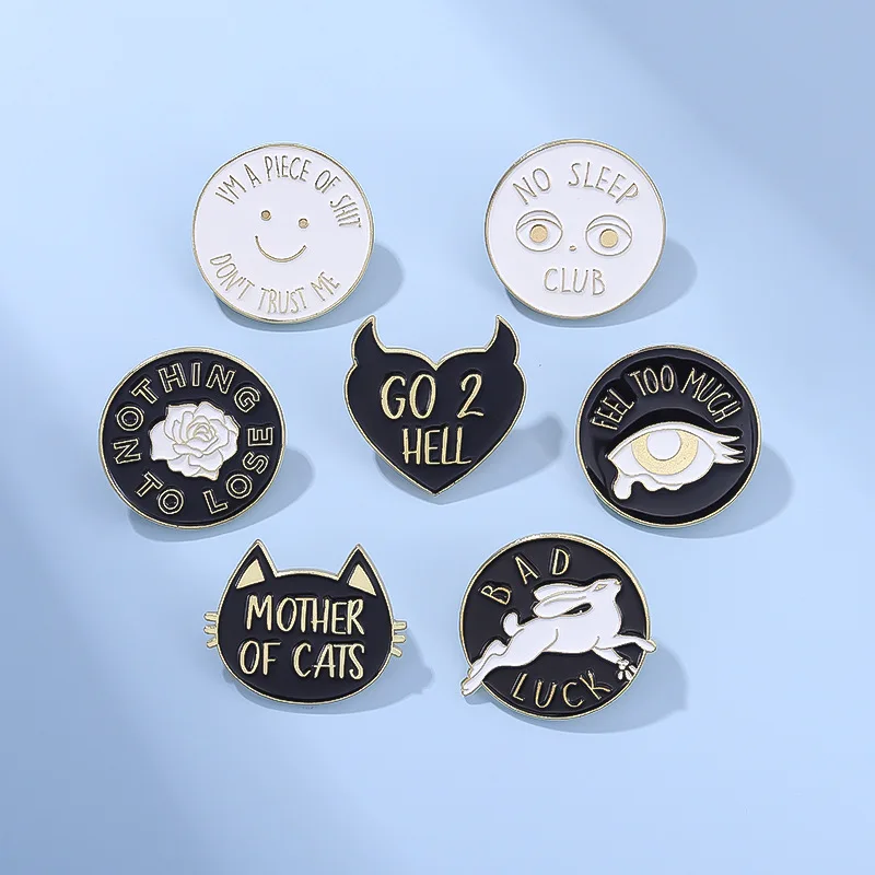 

Mother Cats No Sleep Bad Luck Feel Too Mush Letter Shape Brooch Clothing Accessories Backpack Alloy Brooch Badge Lapel Pins