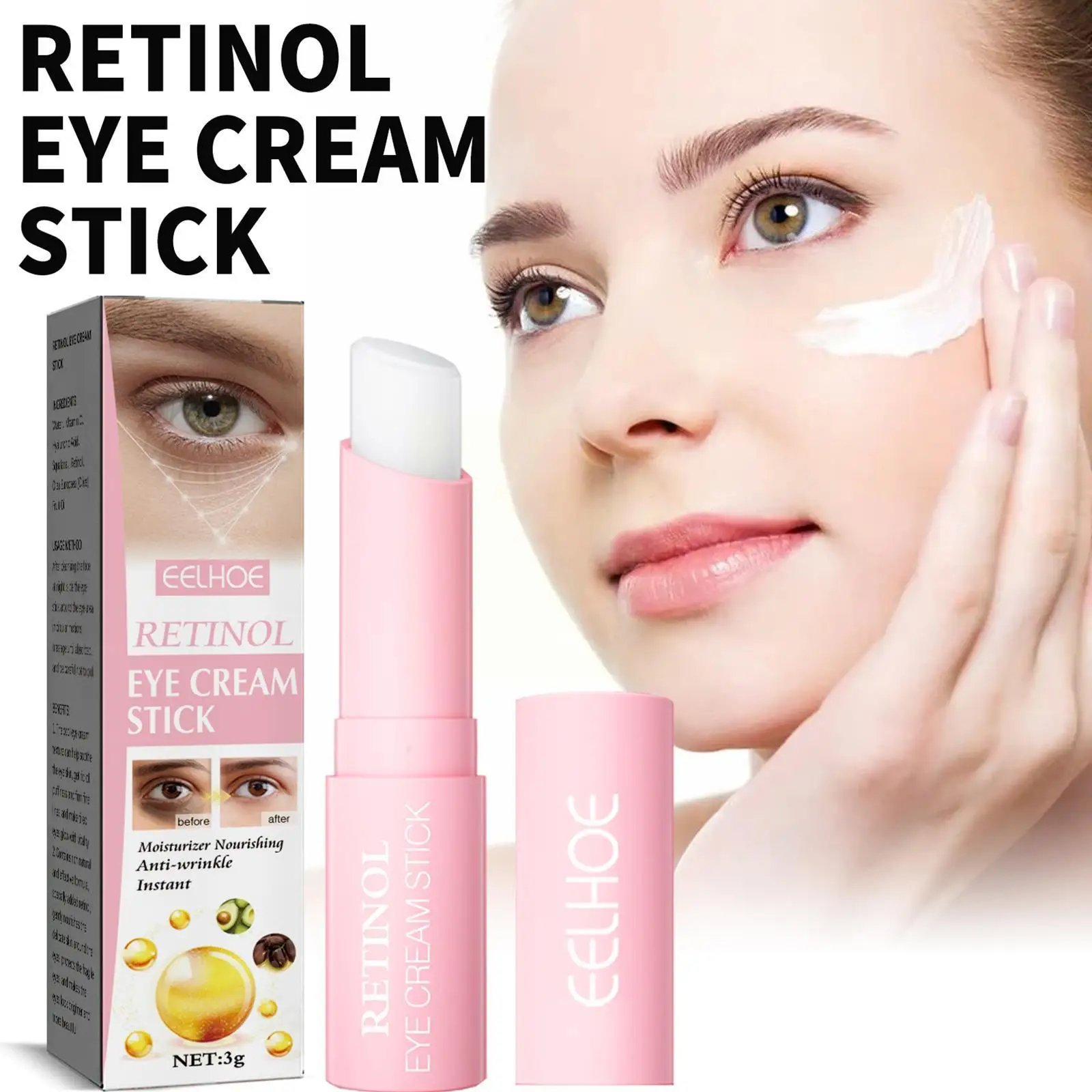 

3g Retinol Eye Cream Stick Firms Lightens Dark Circles Reduces Fine Moisturizing Eye Cream For Women Girls N1J5