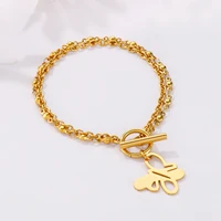 stainless steel butterfly bracelet for women gold fashion simple lock charm cuff jewelry gift