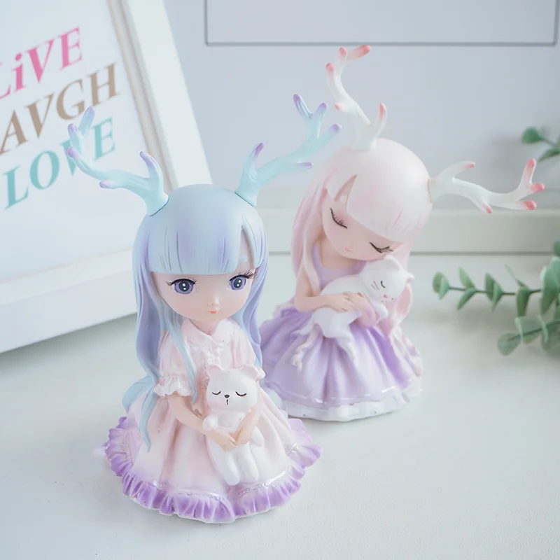 

Nordic Deer Fairy Resin Crafts Children's Room Decor Figurines Home Decoration Accessories Office Desktop Ornament Birthday Gift