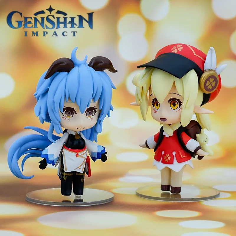 

Genshin Impact Q Version9cm Anime Figure Klee Ganyu Kawaii Action Figurine Cute Doll Model Decoration Toys for Children Gift